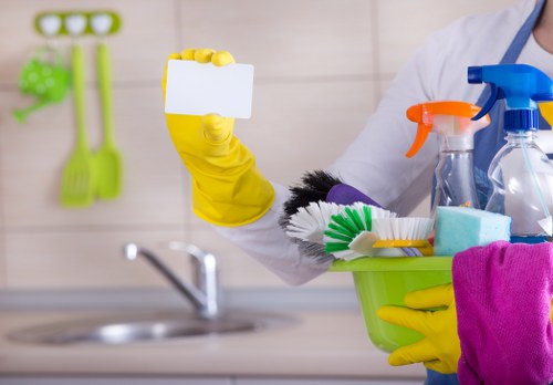 Professional office cleaning team at work in London