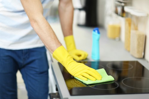 Eco-friendly cleaning solutions being applied